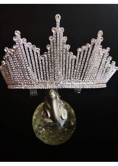 Красива тиара за абитуриентски бал с кристали модел Queen of Luxury